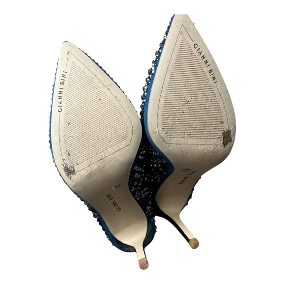 Gianni Bini Studded Metallic Stiletto Pumps - Blue/Teal Suede - Size 7M - Picture 7 of 7